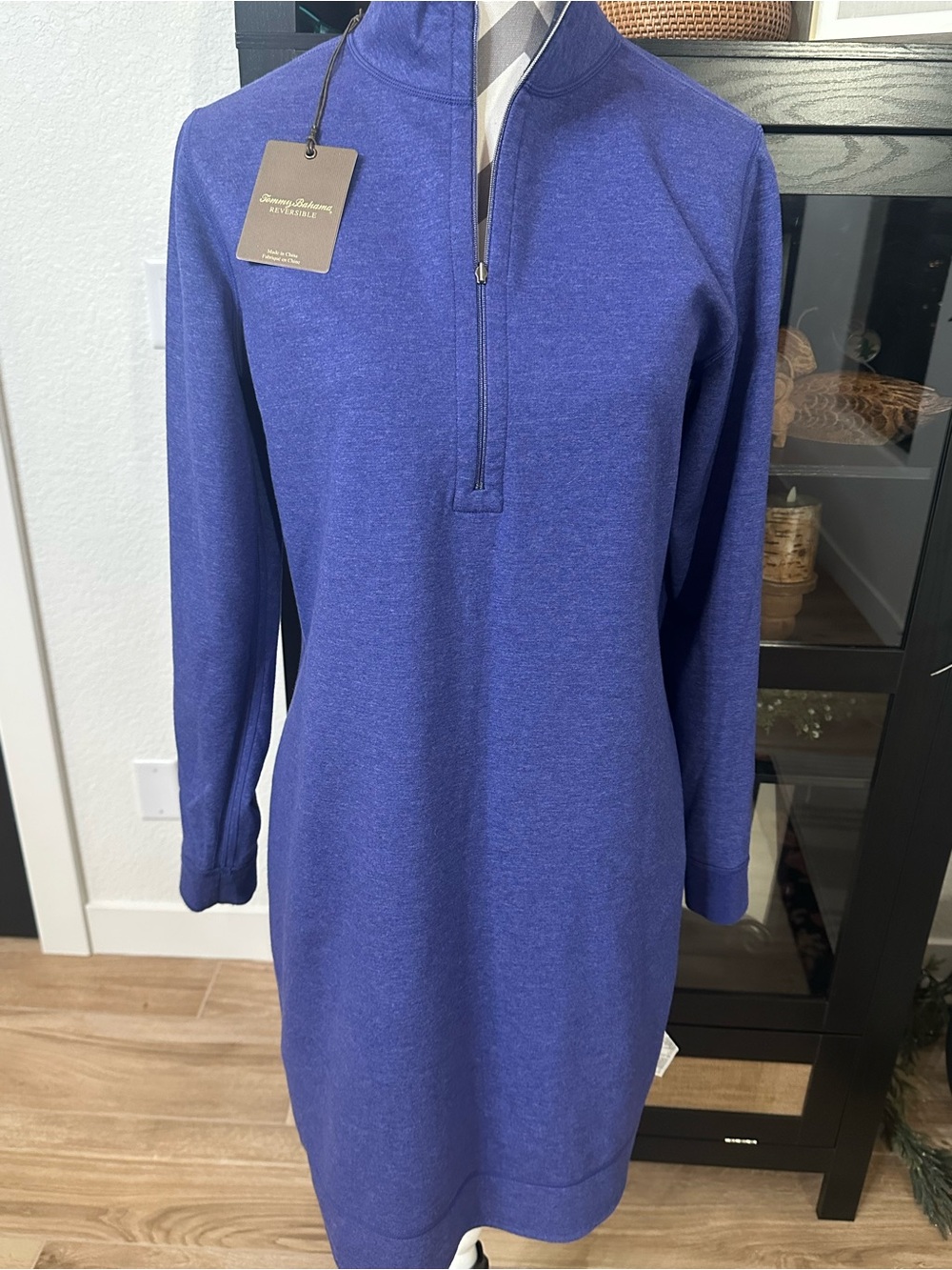 NWT 🆕Tommy Bahama 1/2  zip sweater Midi dress. Size M. 2 shades of blue - Picture 4 of 9